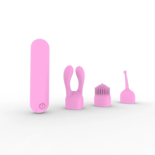 Liebe Seele 子彈震動器 + 3款轉換配件 - 粉色