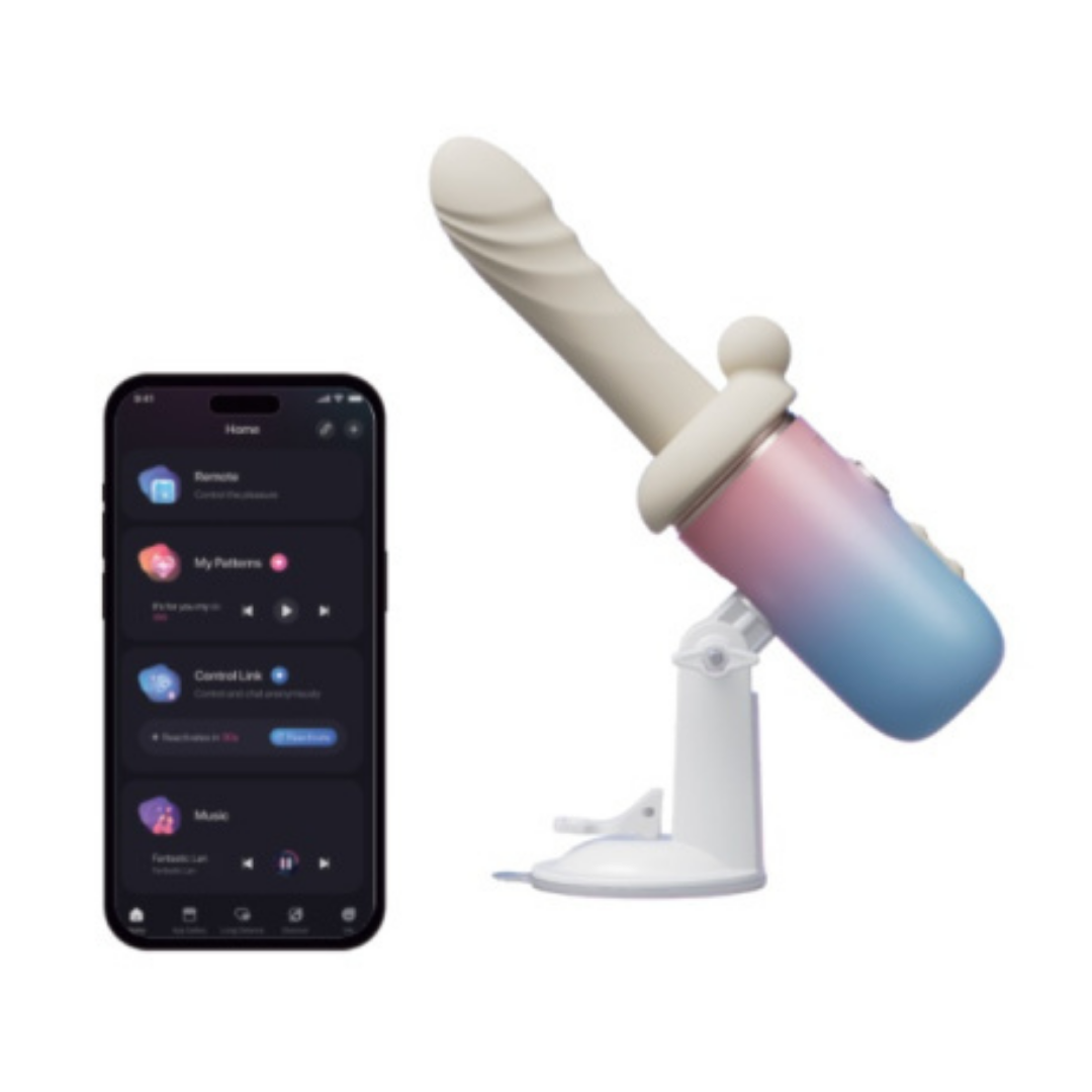 LOVENSE - Spinel 可APP控推撞抽插加熱式按摩棒+手持/吸啜底盤