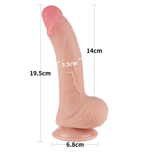 Lovetoy - 7.5" 微曲帶包皮仿真陽具 - 肉色
