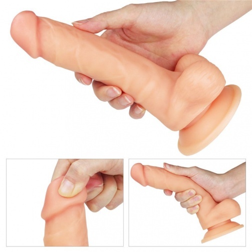Lovetoy - 束帶連附陰囊7.5"假陽具 - 膚色