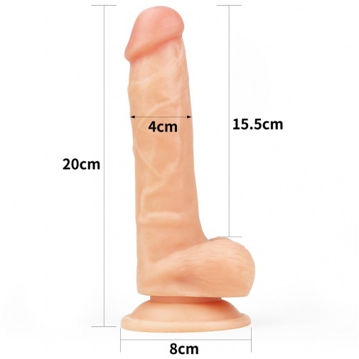 Lovetoy - 束帶連附陰囊7.5"假陽具 - 膚色