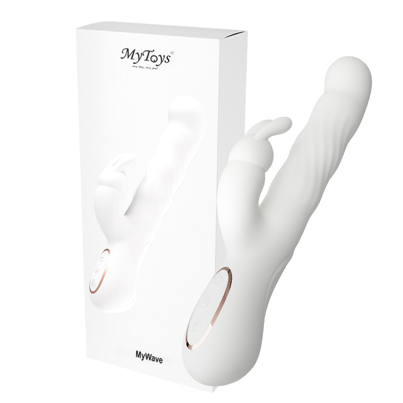 MyToys - MyWave 波波兔 蠕動+震動雙頭按摩棒 (白色/藍色)