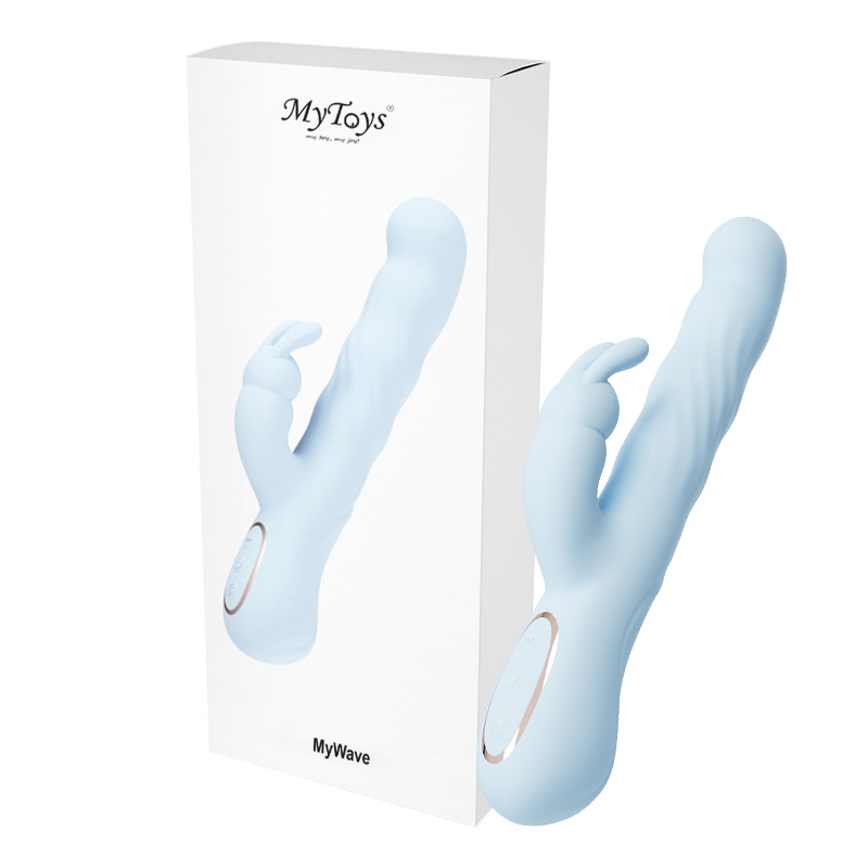 MyToys - MyWave 波波兔 蠕動+震動雙頭按摩棒 (白色/藍色)