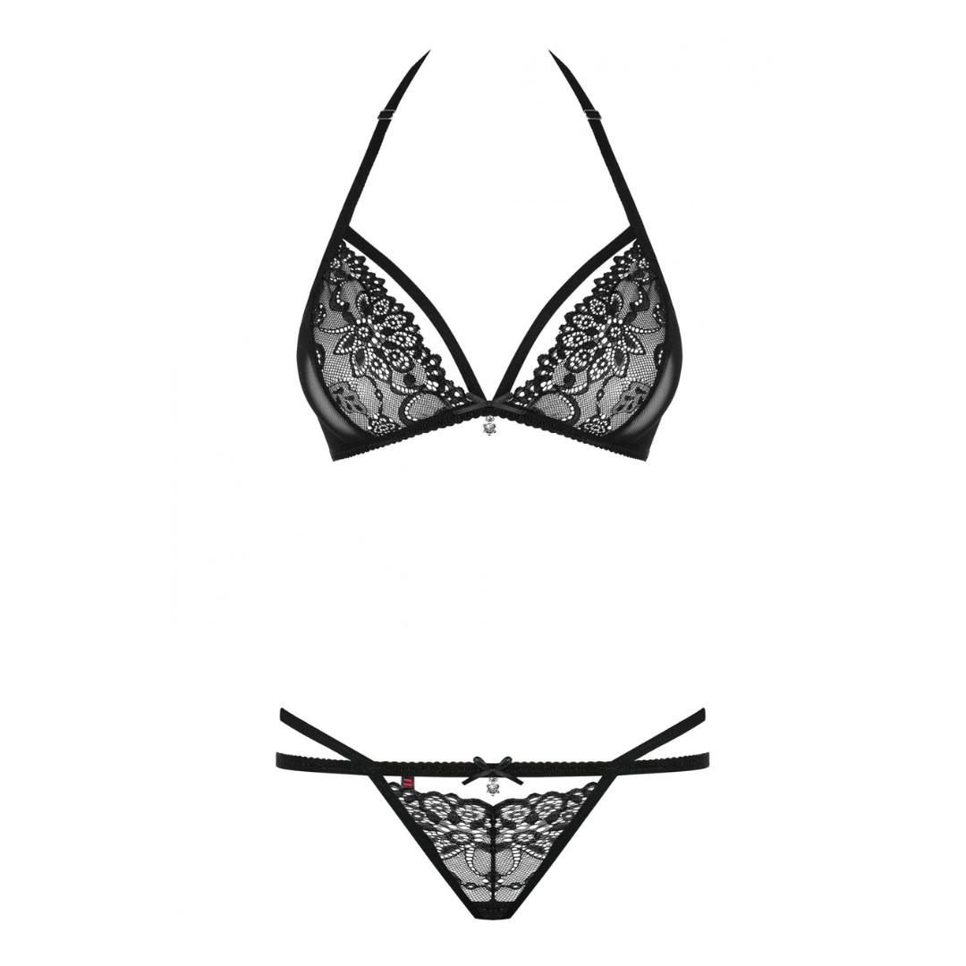 Obsessive - 838-SET-1 印花暗紋情趣內衣套裝 - S/M/L/XL