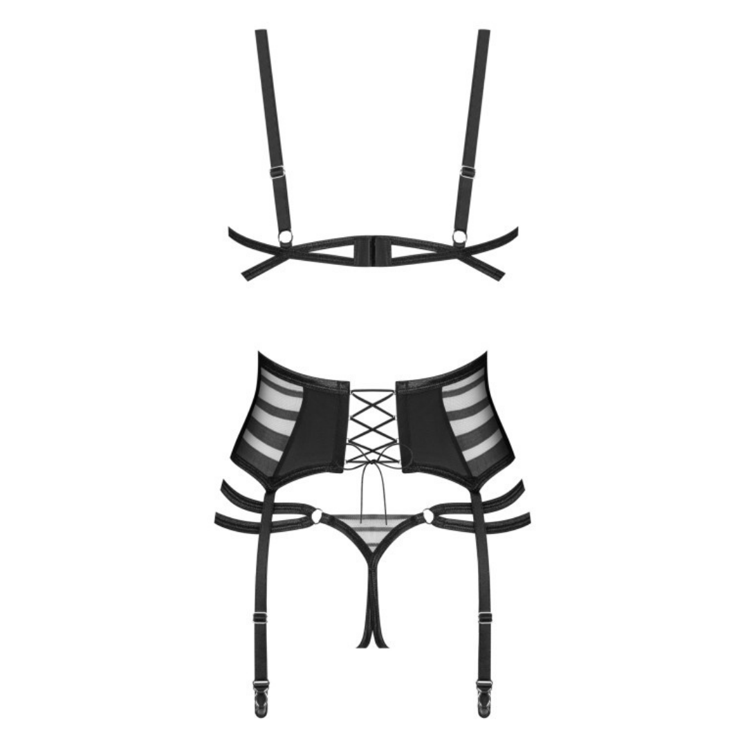 Obsessive - Lune Bellis 條紋綁帶式透視內衣3件套裝 (XS/S/M/L/XL/XXL)