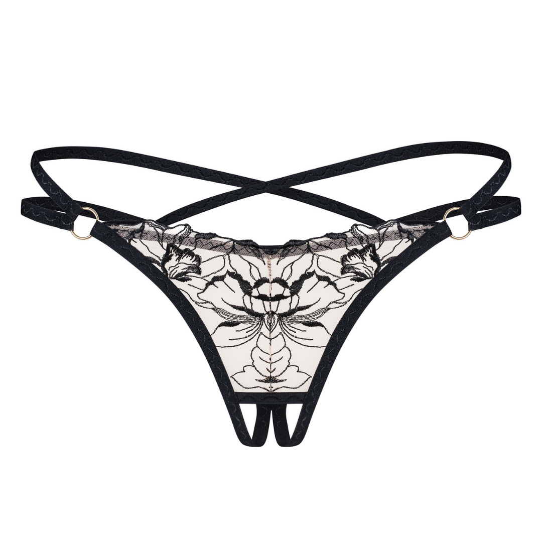 Obsessive - Vila Blanes 精緻花卉刺繡開襠情趣內褲 (XS/S/M/L/XL/XXL)