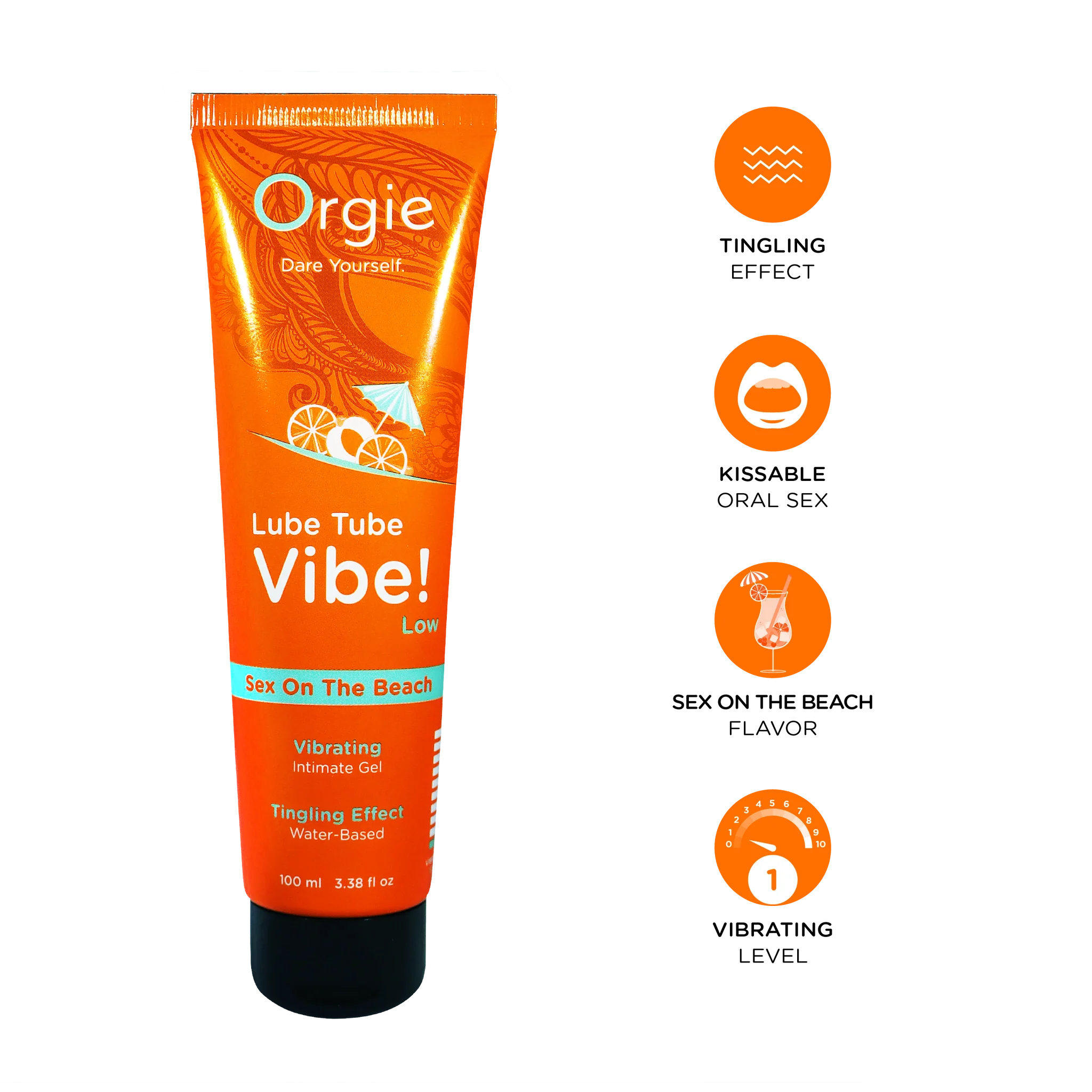 Orgie - Lube Tube Vibe! Sex On The Beach 3合1 酥麻跳動可食用潤滑液 性感海灘雞尾酒味 - 100ml