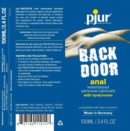 pjur Back Door 肛交專用 水性潤滑劑 100ml