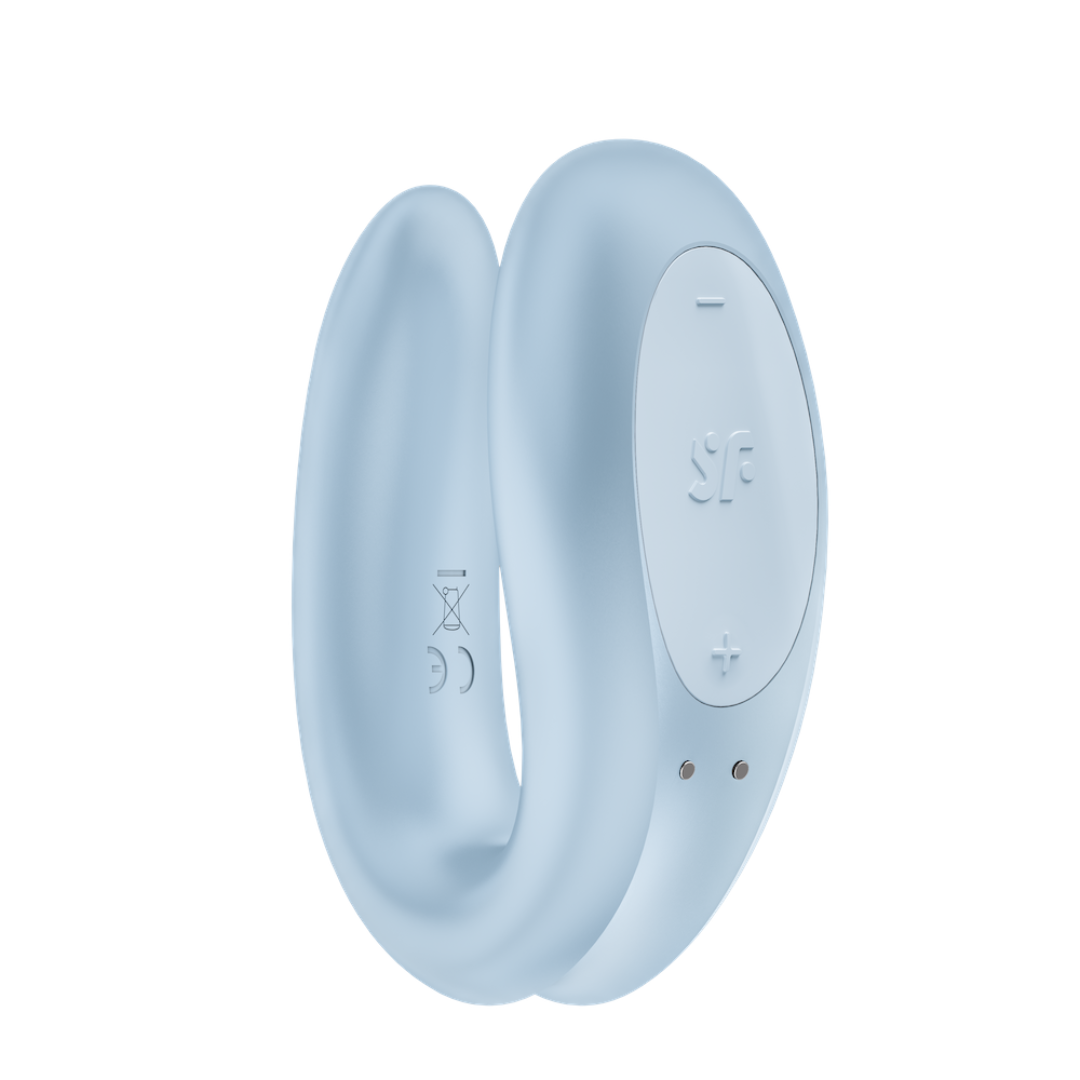 Satisfyer - Double Joy 智能遠程 情侶穿戴式共震器 - 冰藍色