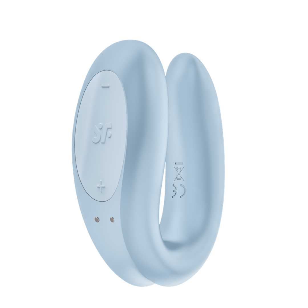 Satisfyer - Double Joy 智能遠程 情侶穿戴式共震器 - 冰藍色
