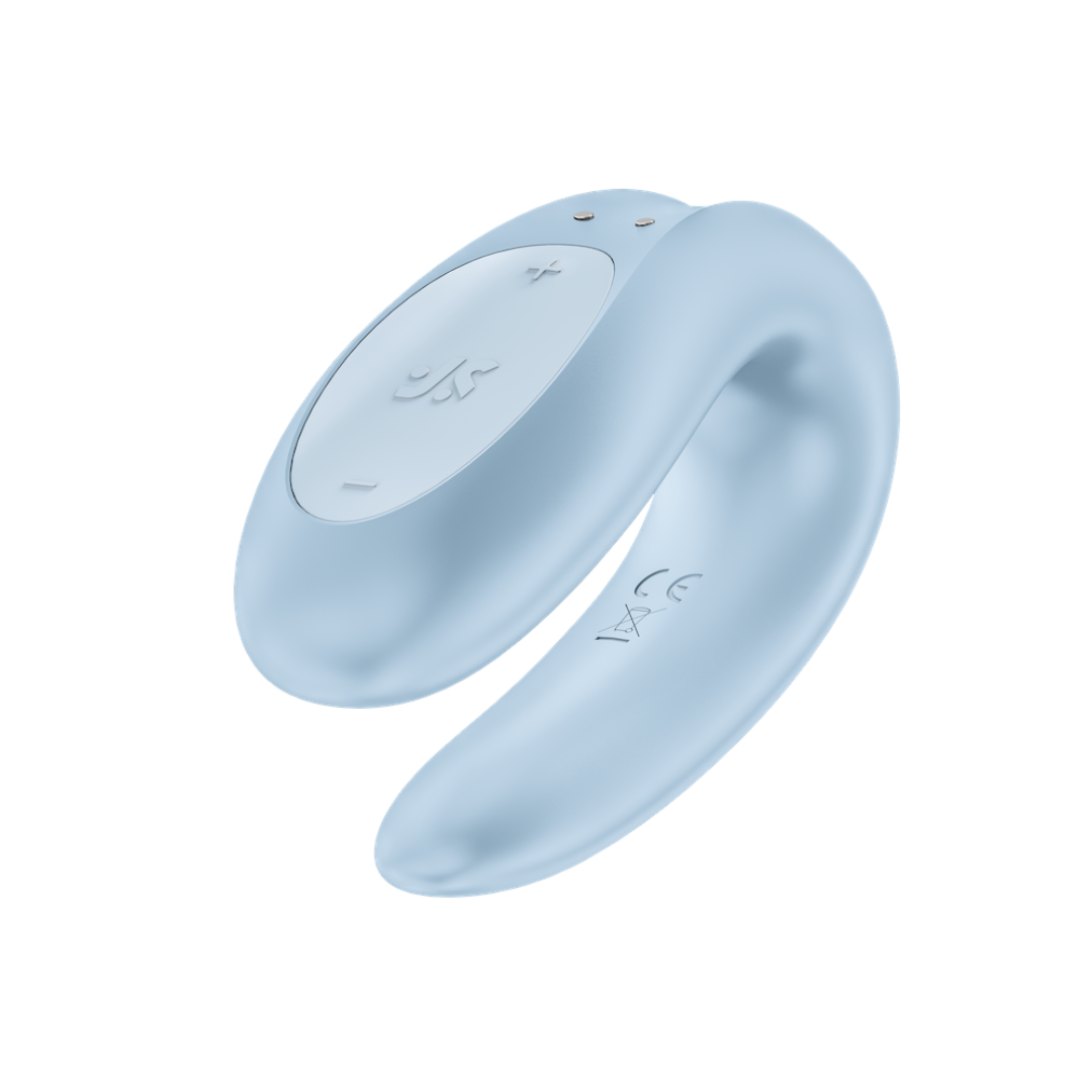 Satisfyer - Double Joy 智能遠程 情侶穿戴式共震器 - 冰藍色