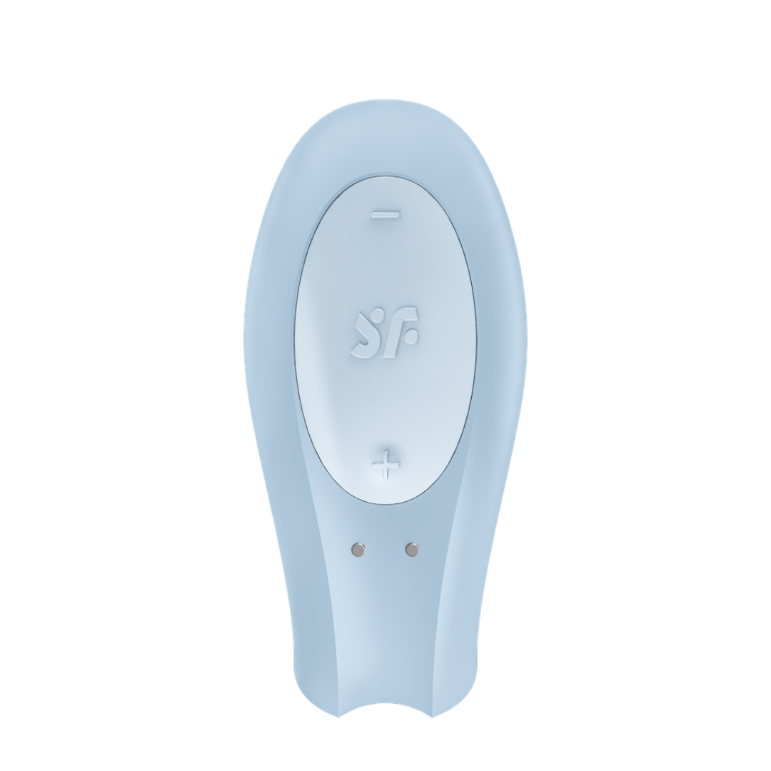 Satisfyer - Double Joy 智能遠程 情侶穿戴式共震器 - 冰藍色