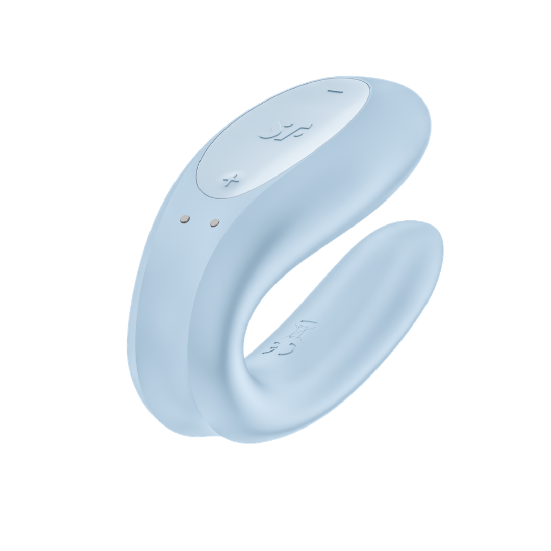 Satisfyer - Double Joy 智能遠程 情侶穿戴式共震器 - 冰藍色
