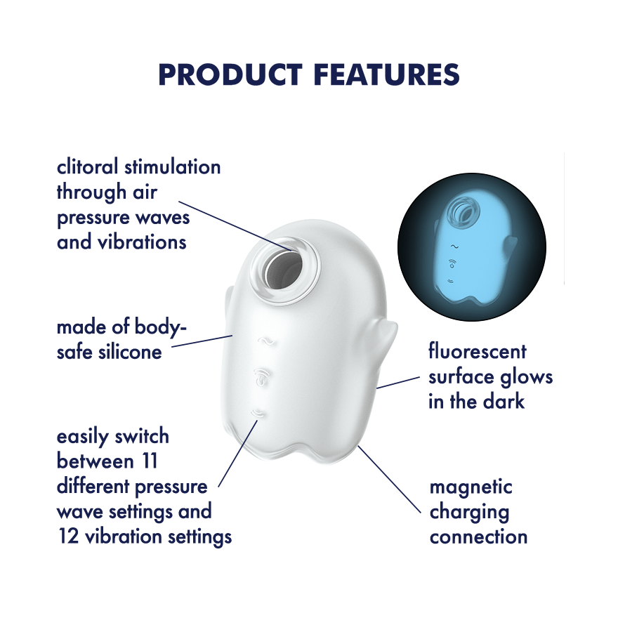 Satisfyer - Glowing Ghost 發光吸吮陰蒂震動器 白色