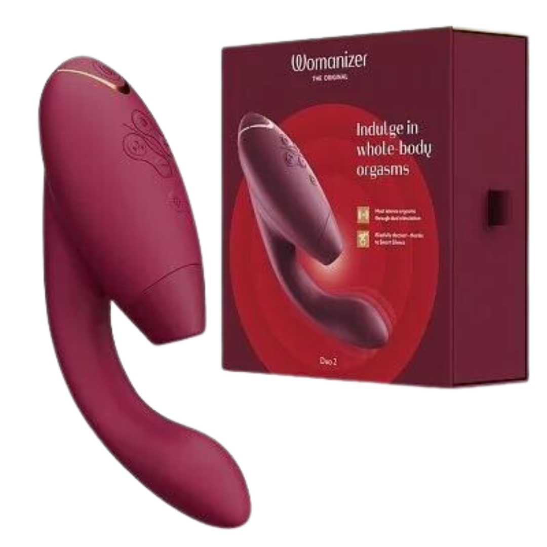Womanizer Duo 2 陰蒂吸啜 + G點震動器 - 酒紅色