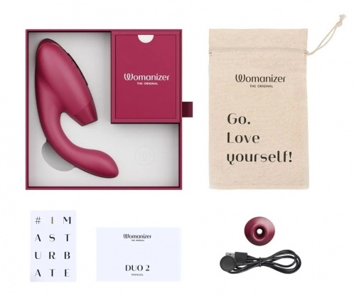 Womanizer Duo 2 陰蒂吸啜 + G點震動器 - 酒紅色