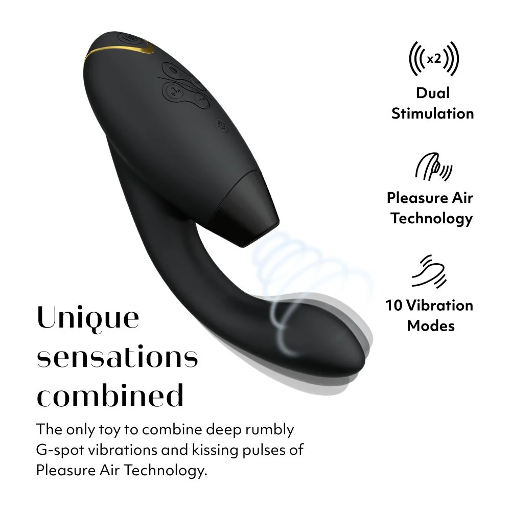 Womanizer Duo 2 陰蒂吸啜 + G點震動器 - 黑色