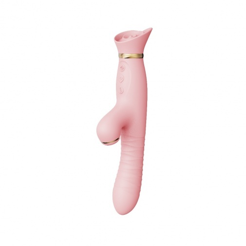 Zalo - Rose Rabbit Thruster 吸吮伸縮震動棒 - 粉色