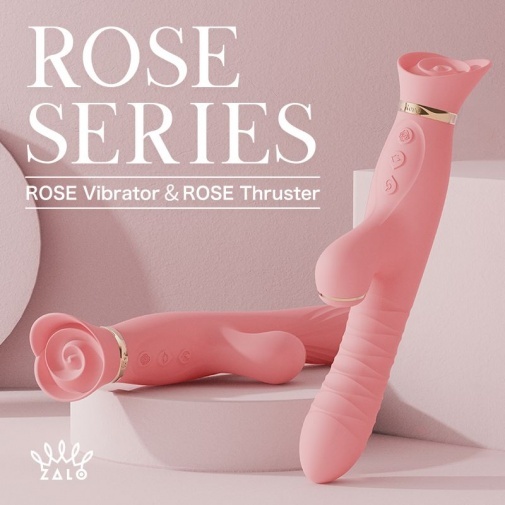 Zalo - Rose Rabbit Thruster 吸吮伸縮震動棒 - 粉色