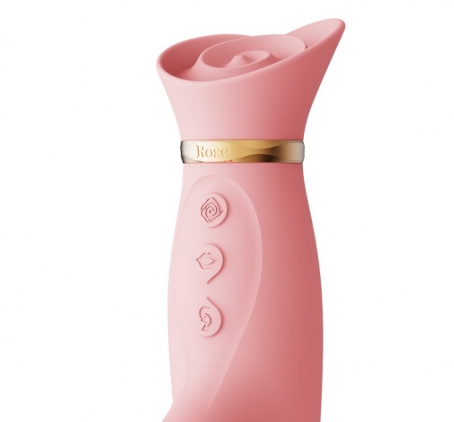Zalo - Rose Rabbit Thruster 吸吮伸縮震動棒 - 粉色